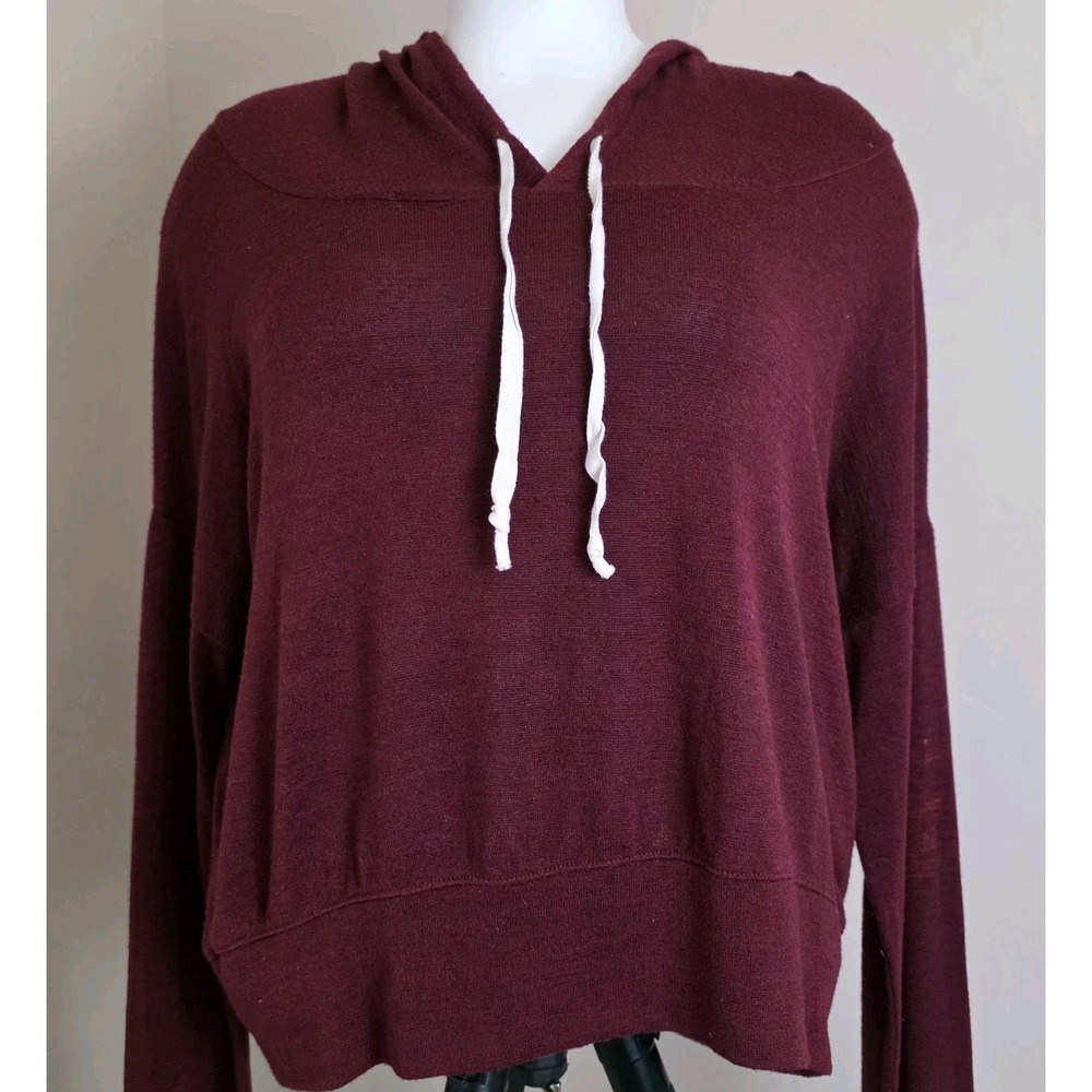 Abercrombie & Fitch Women's Y2K Maroon Cropped Hoodie Size‎ L. Lightweight